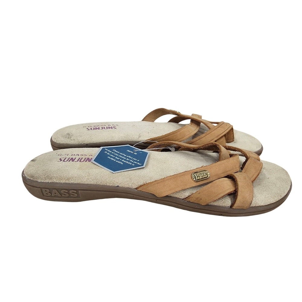 GH Bass Sunjuns Thong Sandals Womens 8 M Brown Leather Strappy Sturdy Timeless